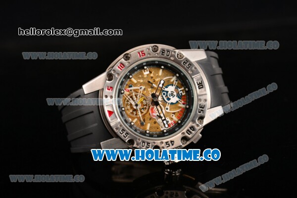 Richard Mille RM 025 Asia Automatic Steel Case with Skeleton Dial and Black Rubber Strap - Click Image to Close